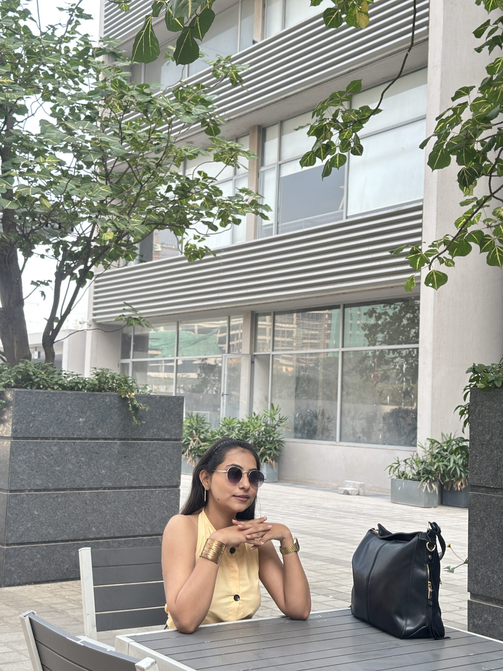 Dual Tone Elegance Sleeveless Button-Front Top – Yellow & Pink - Image 3