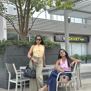 Dual Tone Elegance Sleeveless Button-Front Top – Yellow & Pink